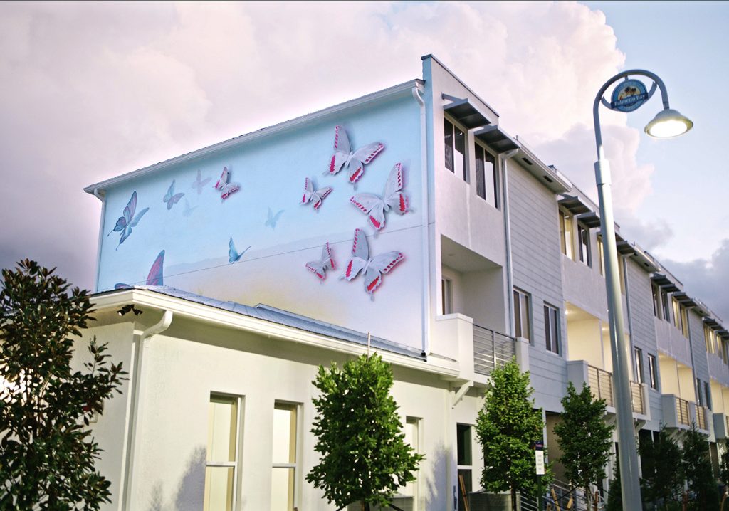 Mid-rise-Building-Butterfly-Sculpture-Metal-Addison-Apartments-Color Dreamers