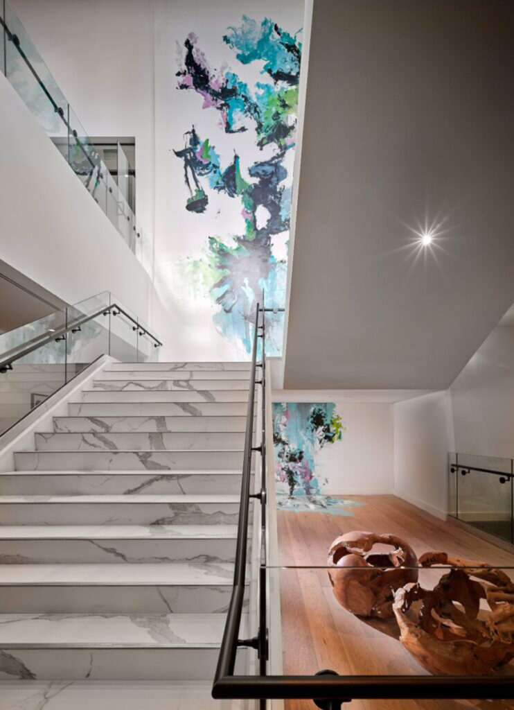 abstract art installation apartment building interior design creative solutions